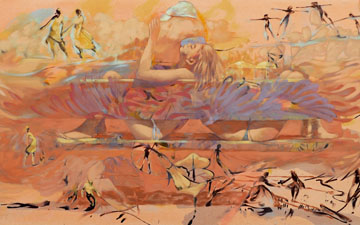 Mark Krause - Listening Bach 2020 Öl auf Leinwand 101 x 191 cm